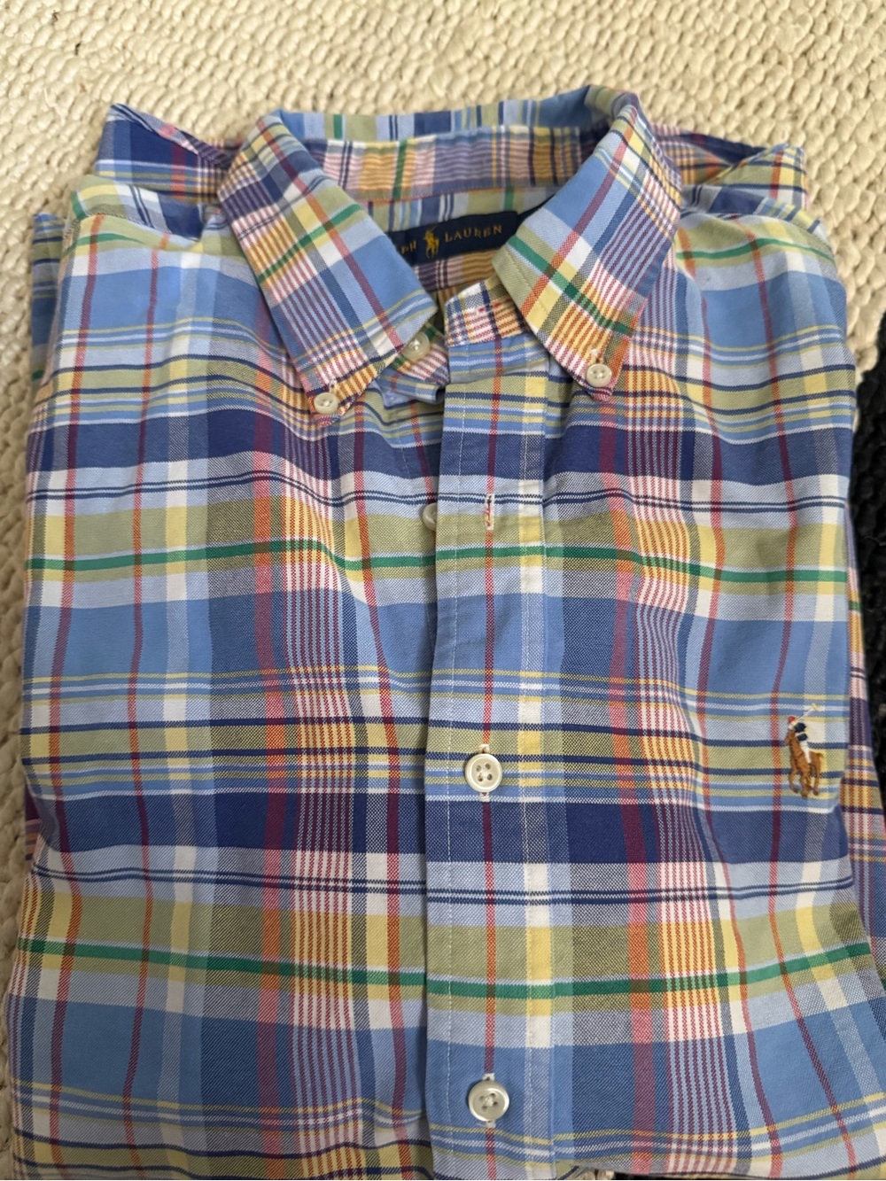 Ralph Lauren Men's Blue Multi Plaid Button-Down Shirt